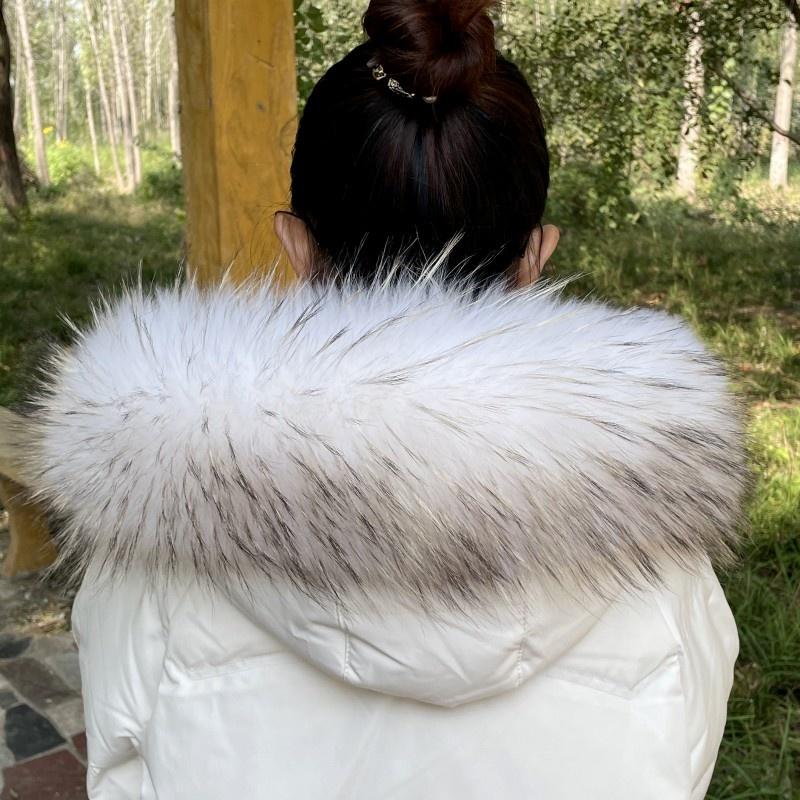 Raccoon Fur Collar Natural Fur Collar Winter Women Scarves Winter Female Gray Fur Collar Shawl Long Warm Genuine Fur Scarf