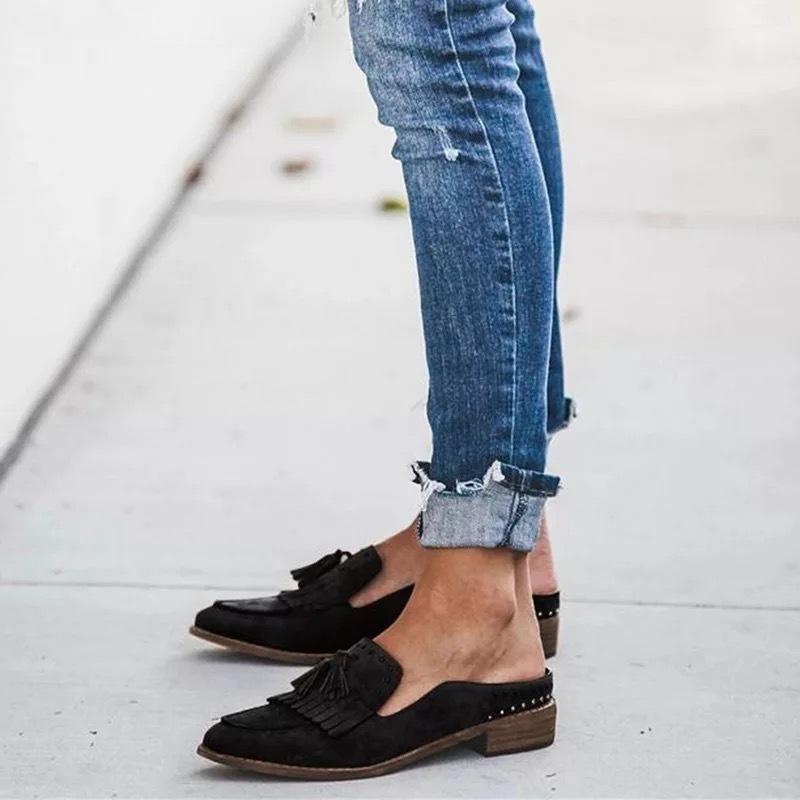 Spring New Single Shoes Fringed Pointed Versatile Large Size Women's Shoes Flat Casual Shoes