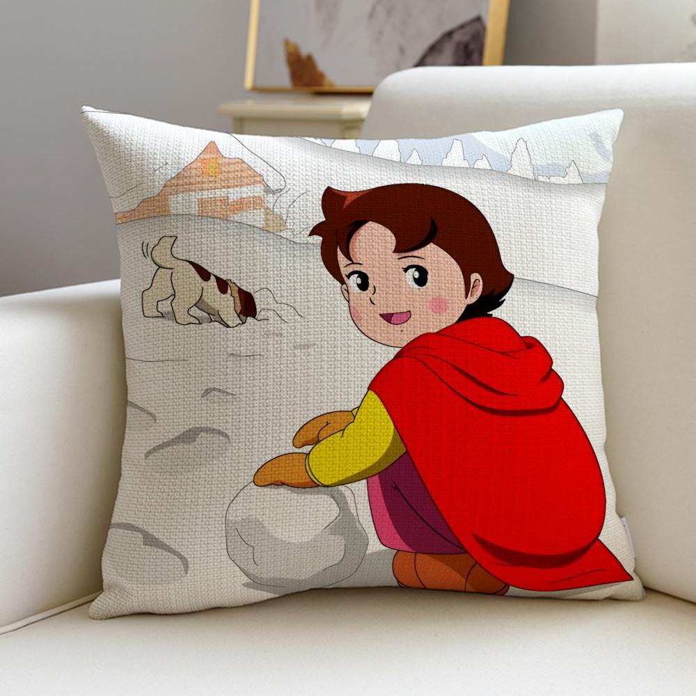HHeidi Girl of the AlpsS Cushion Cover Breathable and skinfriendly linen pillowcase square removable and washable cushion
