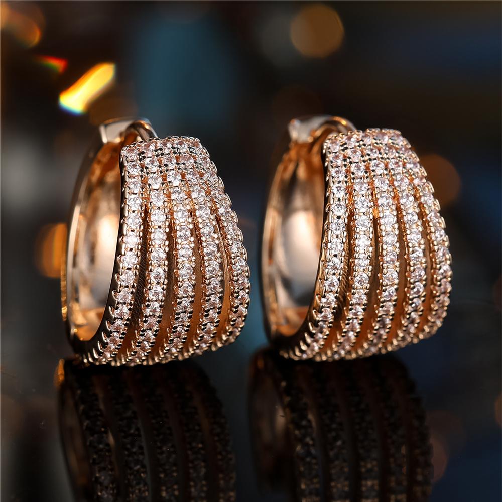 

Luxury Female White Zircon Stone Hoop Earrings Fashion Silver Color Wedding Jewelry For Women WHITE