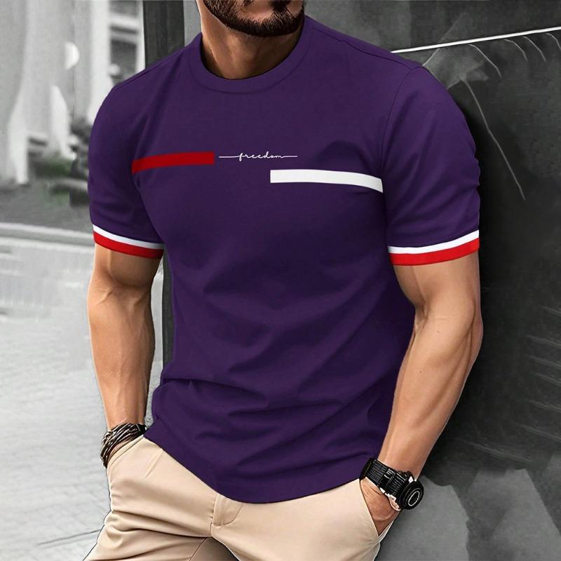 Mote Sommer 3D Stripe Bokstavtrykk Herre T-skjorte Hip Hop Trend Harajuku Streetwear Casual O-hals Oversized T-skjorter Herre Topper