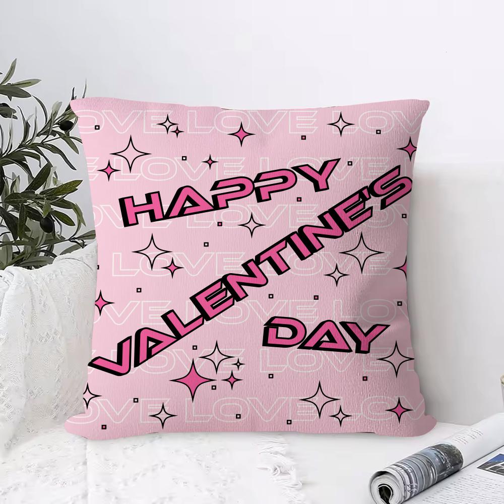 Valentine's Day Stickers X Cushion Cover Anti-dustmite Pillowcase Invisible Zipper Silky Short Plush Sofa Cushion Cover