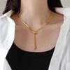 Titanium Steel Does Not Fade Design Sense Snake Zircon Necklace Female Collarbone Chain Snake Bone Neck Chain Retro High Fashion