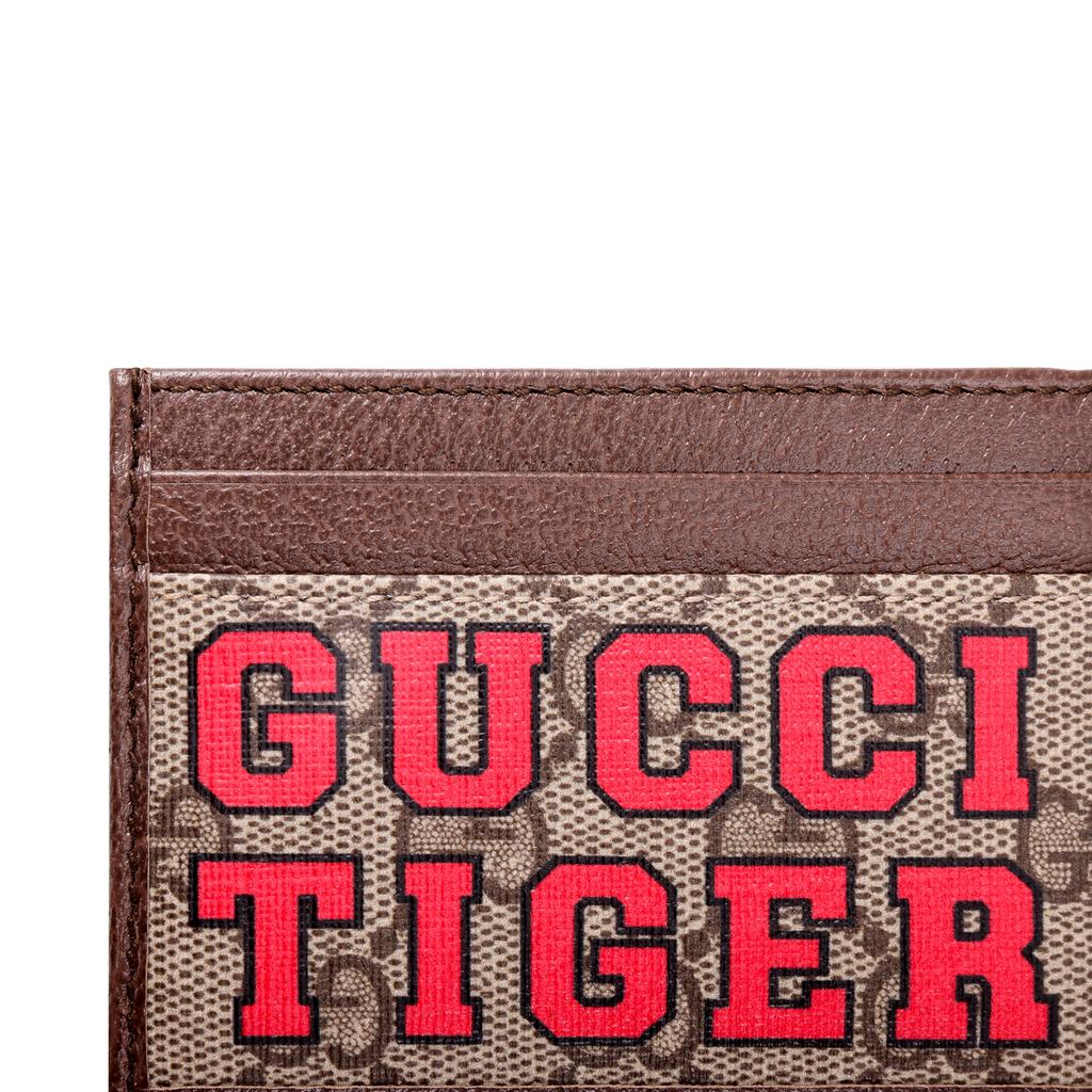 Gucci Vintage Logo Print Canvas And Leather Card Holder Men Card Holder Brown 673002-US7EC-9396
