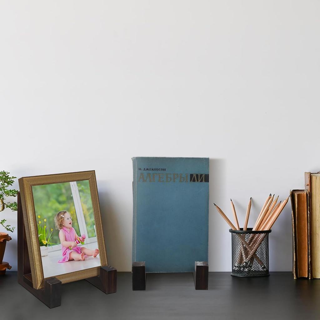 Soaoo 2 Pcs Wooden Plate Stand for Display, 8 Inch Plate Holder Decorative Picture Frame Plaque Stand Holder Easel Table Top Easels for Display