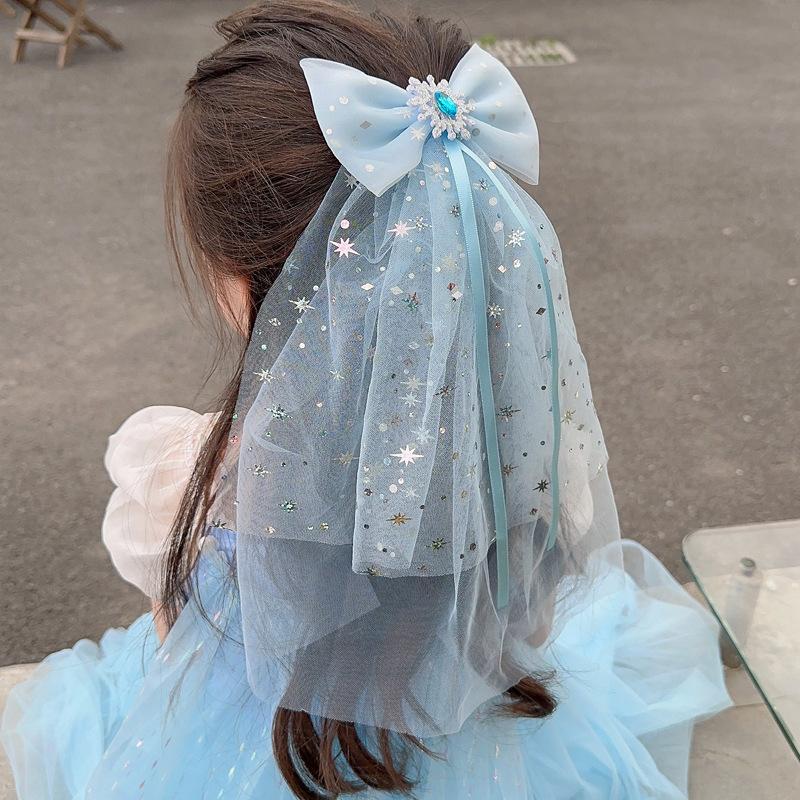 Children's Long Veil Princess Crown Photo Hairpin Flower Girl Baby White Girl Headwear Kids Women Hair Accessories