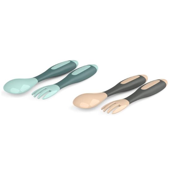 2Pcs/Set Children Tableware Bendable Design Portable Utensils Toddler Feeding Auxiliary Spoon Fork for Toddler