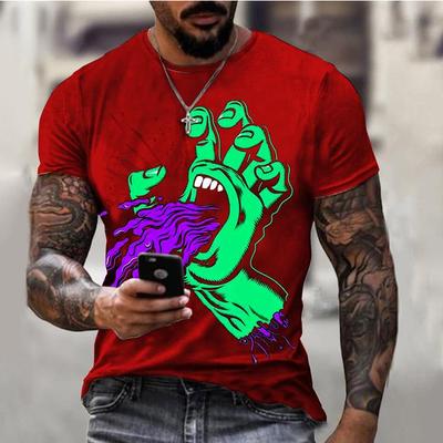 Koszulka z gigantyczną ręką potwora 3D z nadrukiem Męska koszulka uliczna Przystojny z krótkim rękawem Letni styl uliczny Modne ubrania męskie Zabawna odzież sportowa