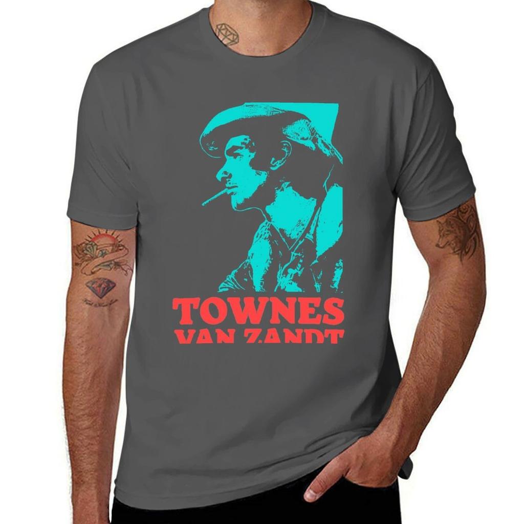 Copy Of Townes Van Zandt Tshirt Basic Solid Color Short Sleeve Cotton Top