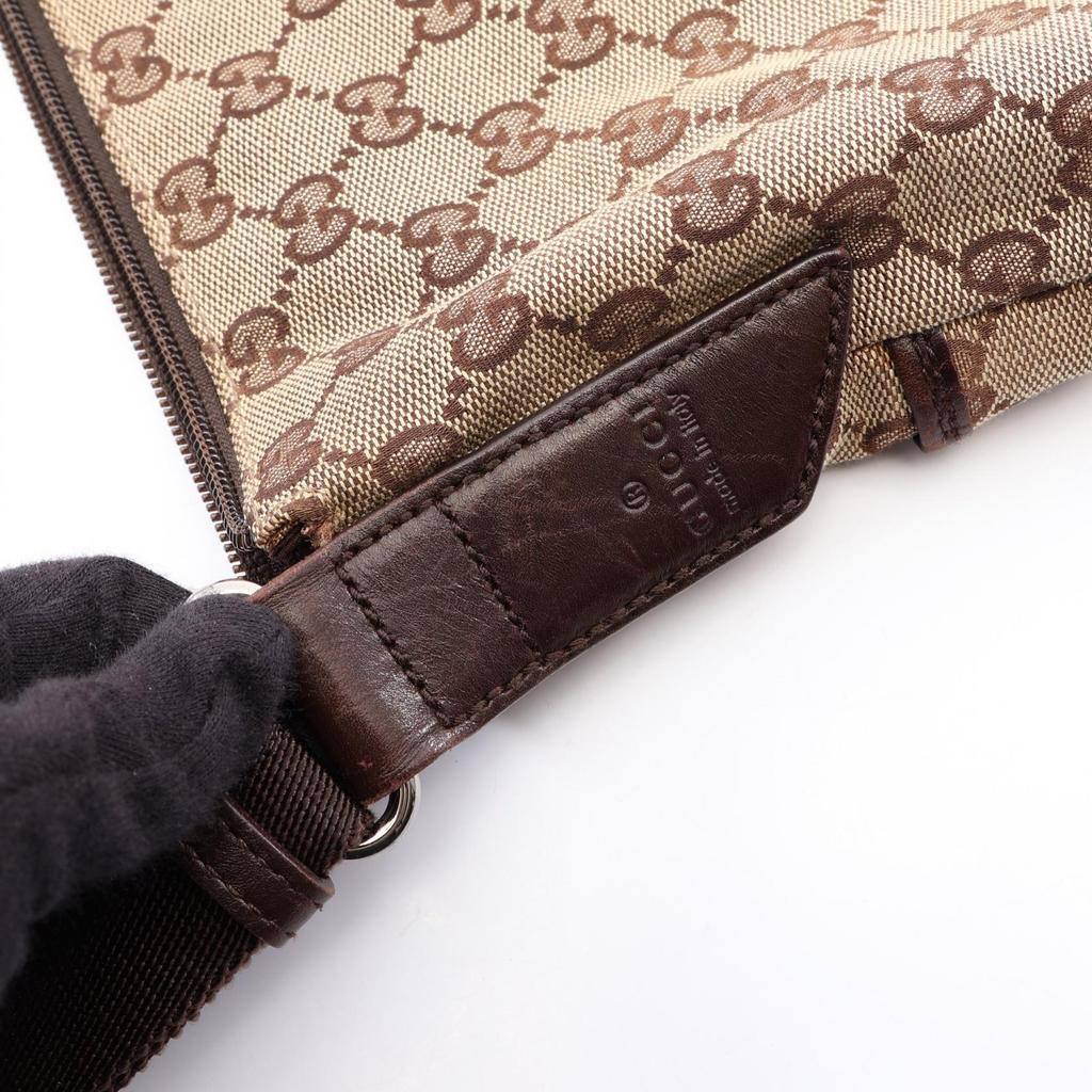 Used GUCCI GG canvas Shoulder Bag 145857 canvas leather Beige Brown Used Women