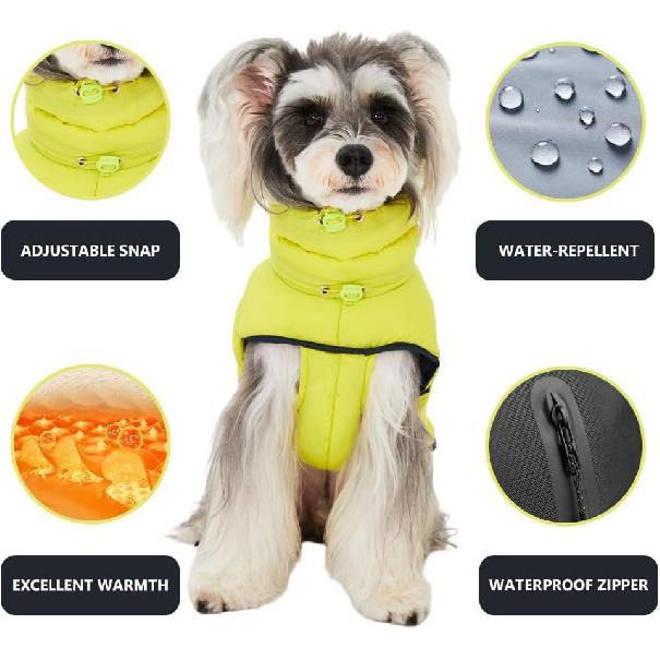 Dog Winter Puffer Jacket, Warm Padded Sleeveless Coat for Small Medium Dogs, Waterproof Winter Jacket, Turtleneck Cold Weather Dogs Jacket (Size 2
