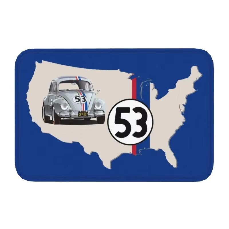 Classic Racing Car Herbie 53 Doormat Anti-Slip Entrance Kitchen Bathroom Door Floor Mats Garden Rug Carpet Footpad