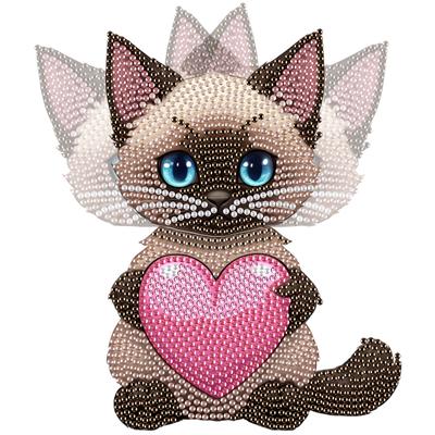 Kit de Pintura Diamante 2D Plano DIY Gato Cabeza Sacudidora Acrílico Adornos de Mesa para Adultos/Principiantes Idea de Regalo Decoración del Hogar