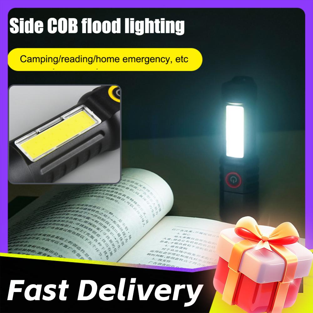 1-6PCS Mini Flashlight COB+XPE Portable Torch Zoomable Focus Light Rechargeable Flashlight Camping Emergency Lantern Lamp