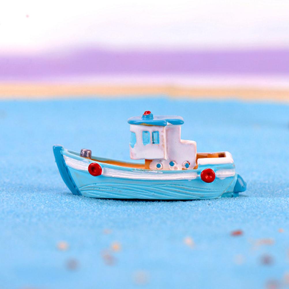 8 Pcs Mediterranean Fishing Boat Miniature Ornament Resin Model Decor Accessories Marine Decoration Sea Christmas Ship