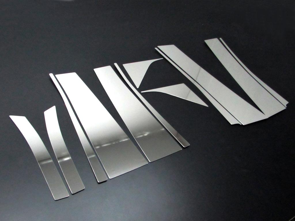 BRIGHTZ Stainless Steel Plated Pillar Panels with Visor for Toyota Alphard Ultra-Mirror 30/35 (12-Piece Set) [PIL-SIL-098] (AGH30W, AGH35W, GGH30W,