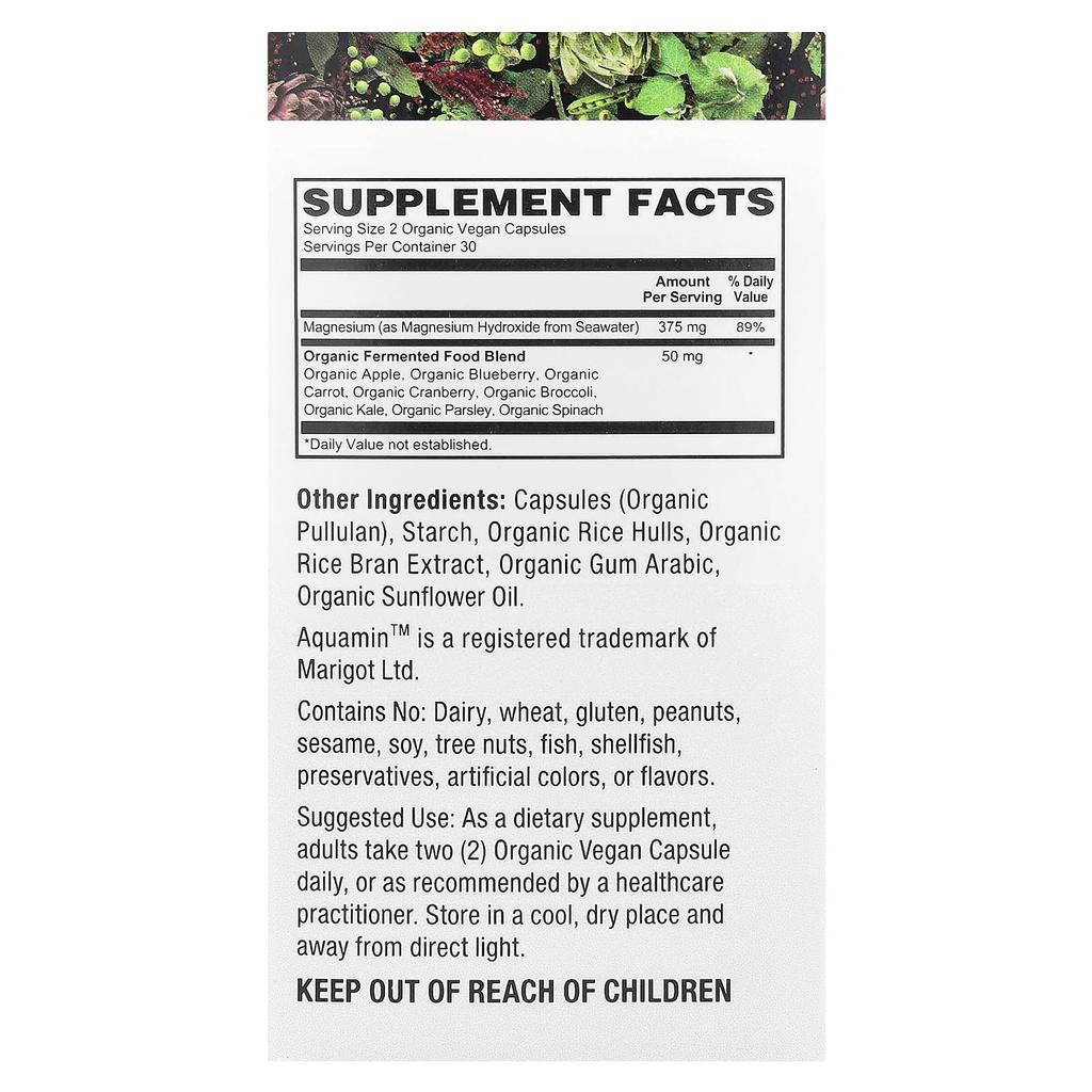 Vegan Seawater Magnesium, Organic Veggie Capsules 60