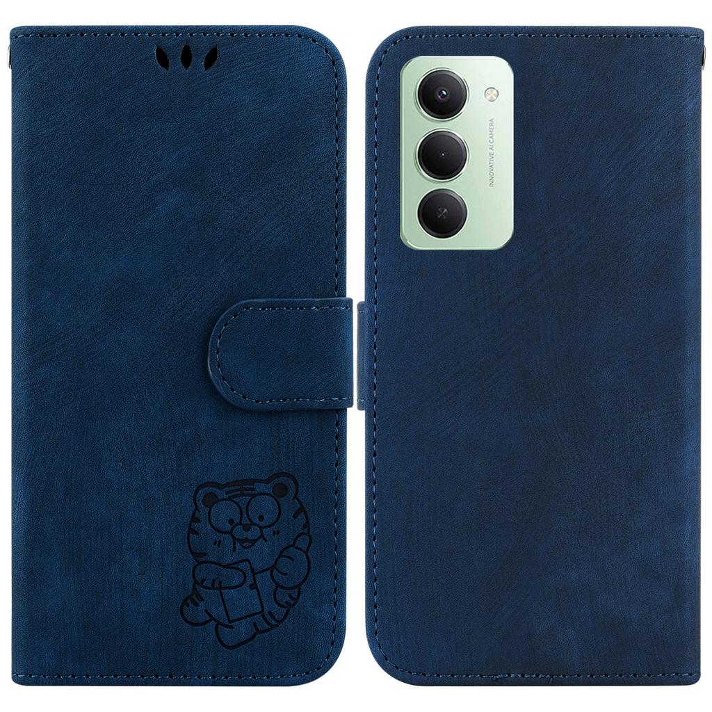 For Xiaomi Redmi 15 4G (EU) (171mm) Wallet Case Tiger Imprint Leather Shockproof Phone Cover with Wrist Strap