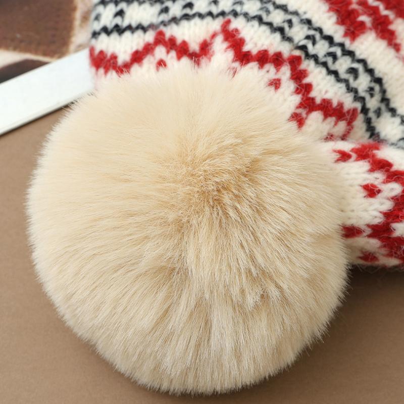 Autumn and Winter Hat Women's Big Head Circumference Knitted Wool Hat Rabbit Hair Plush Thermal Hat