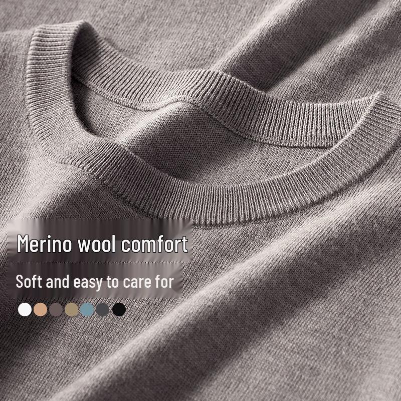 Men's 100% Lambswool Round Neck Pullover Sweater