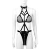 Sexy lingerie strap one-piece halter open uniform temptation wild patent leather lingerie suit
