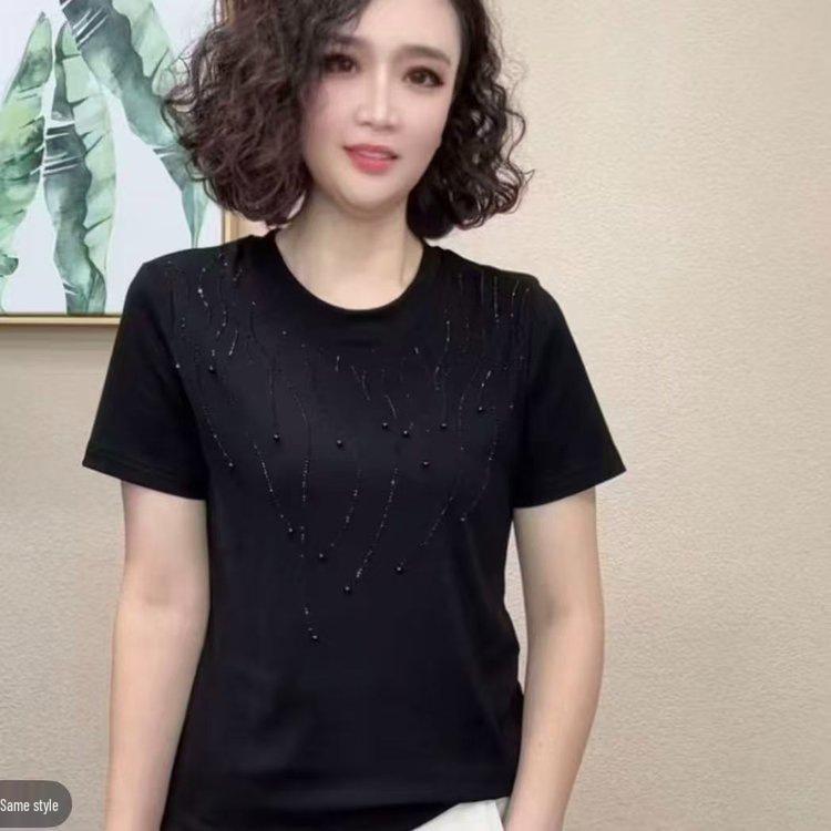 2026 Summer Knit Top for Middle-aged & Elderly Women - Loose, Short-sleeved T-shirt