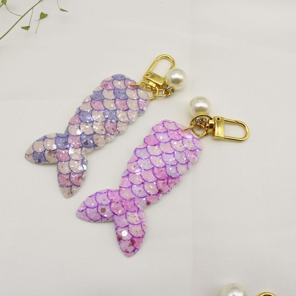 Cute Pearl Mermaid Tail Sequin Keychain