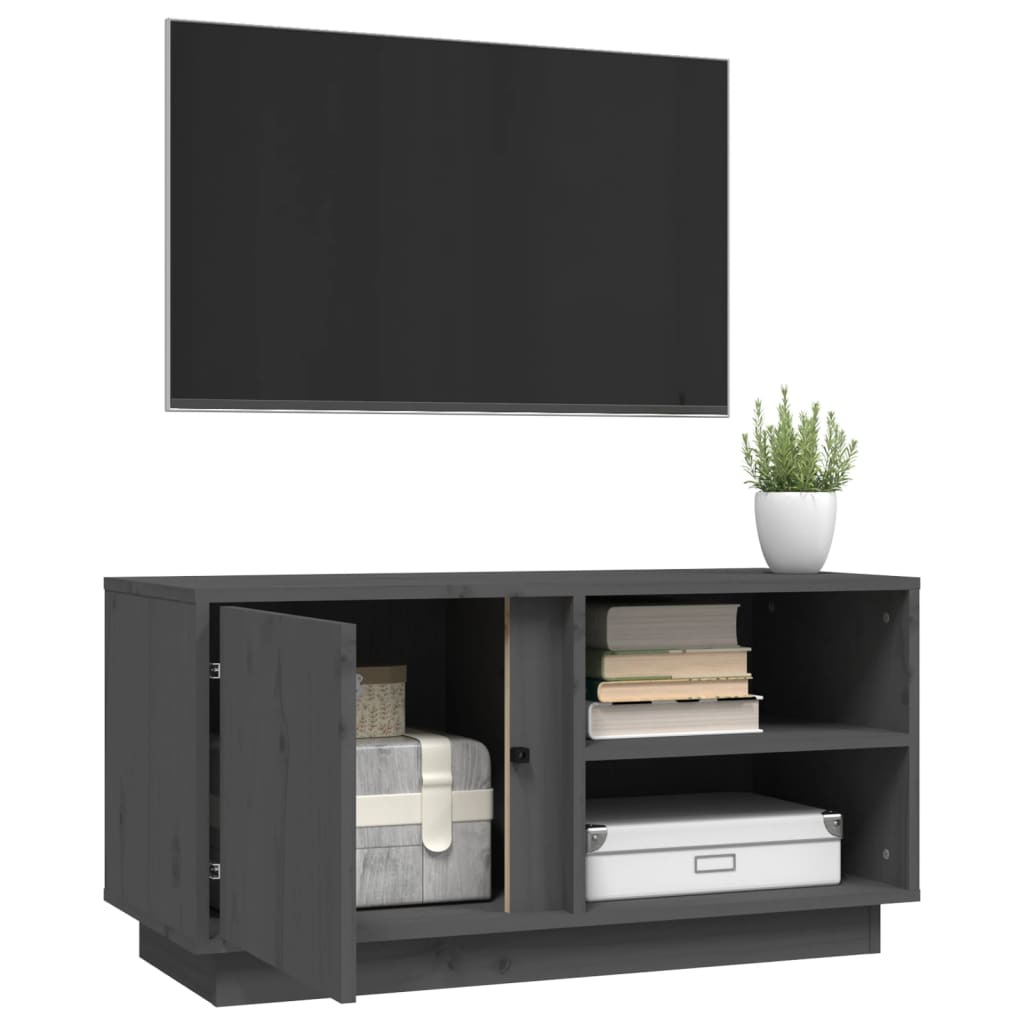 Vidaxl Szafka Pod Telewizor, Szara, 80X35X40,5 Cm, Lite Drewno Sosnowe