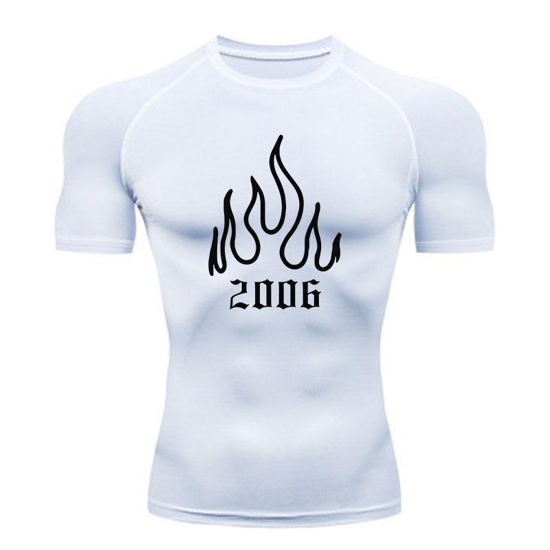 Men's Compression Athletic T-Shirt, Quick Dry Flame 2006 Gra