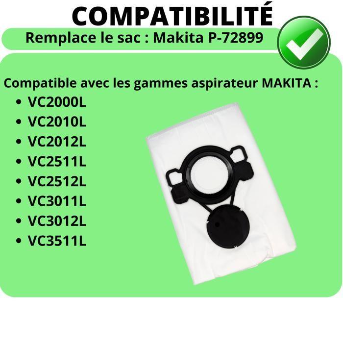 Dammsugarpåse - Makita - P-72899 - Paket med 10 - Kompatibel VC2000L VC2010L - Blandad