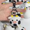 New Creative Wool Crocheted Cow Car Key Chain Handmade Backpack Ornaments Couple Cute Keychain Lovely Gifts