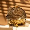 Glass Coin Bank Small Gold Bean Bank Swine Shape Decorative Saving Jar for Dressing Table Bookshelf Commemorative Coin Container