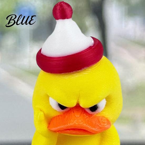 Funny Duck Ornaments 3D Printed Yellow Figurine Arrogant Statue with Christmas Creative Holiday Gifts Hat Miniature Ornament for Home Desk