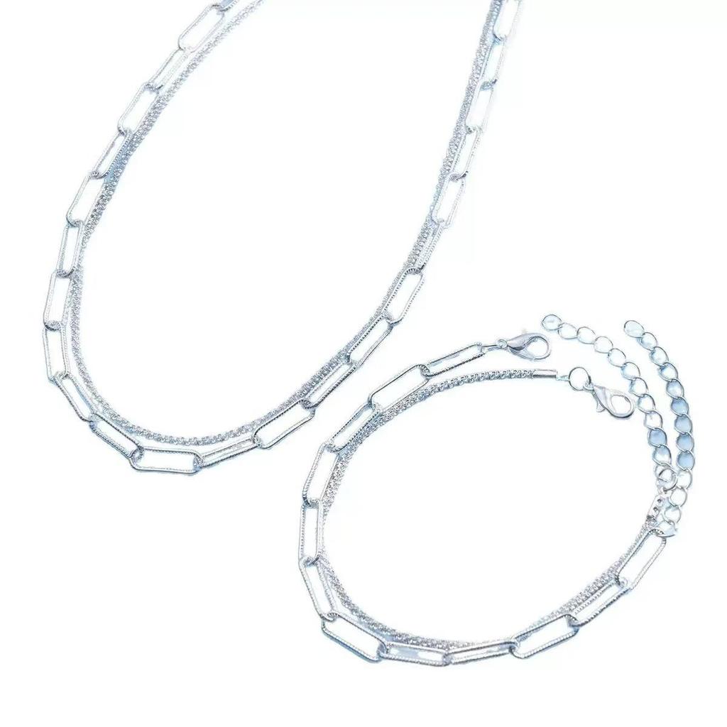 Elegantes Schimmer-Kettenarmband Halskette mit Kreuzanhänger