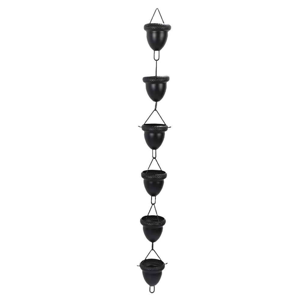 Black Acorn Rain Chain 3.6ft Decorative Rain Catcher Chain for Gutter Downspouts Aluminum Alloy