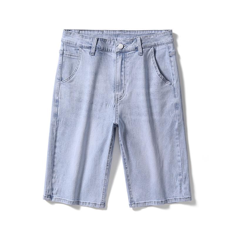 New Summer Men's Denim Cropped Pants Casual Shorts High Waist Mid-trousers