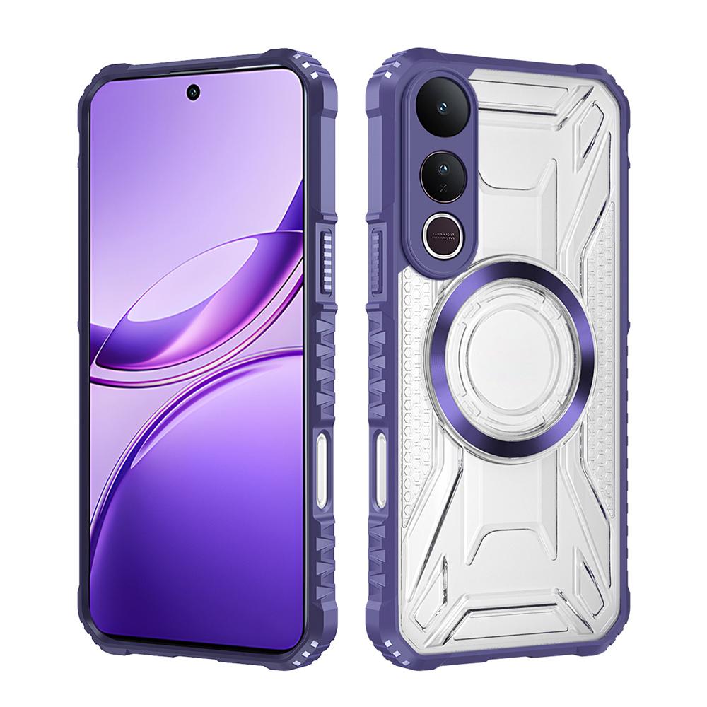 KEYSION Transparent Magnetic Case for VIVO V50 Lite 5G Silicone+PC Heavy Duty Shockproof Phone Back Cover for for VIVO V50 Lite