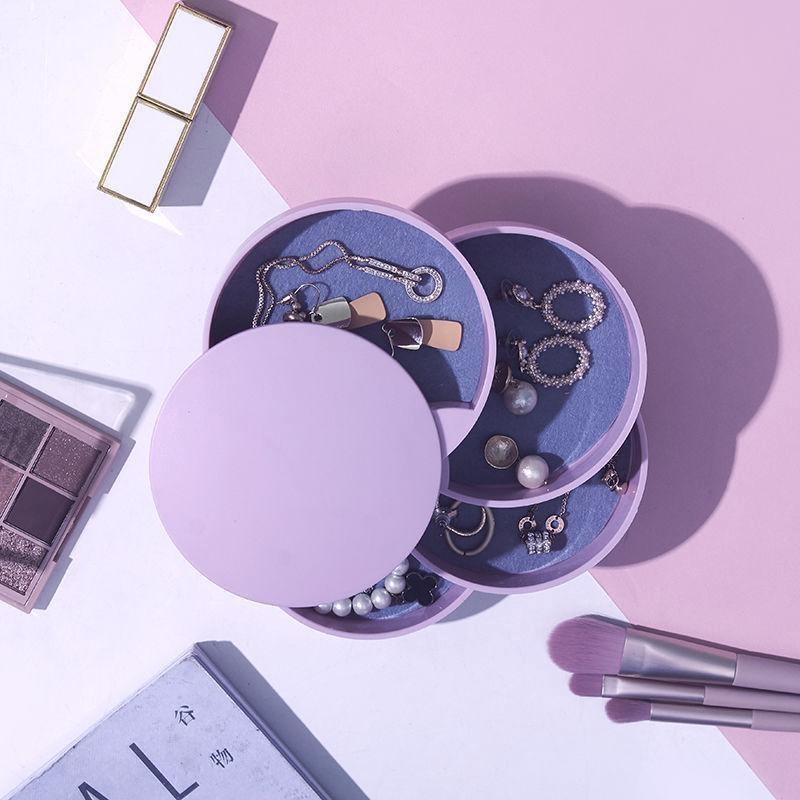 Dámský úložný box na šperky Nový design Módní 4vrstvý otočný úložný zásobník na šperky s víkem Dárek k narozeninám pro ženy