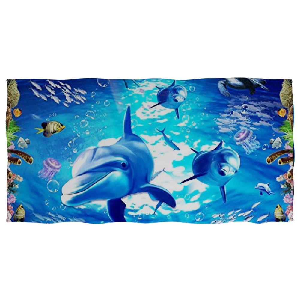 Süßes Delfin-Aufdruck Strandtuch für Erwachsene Kinder Weiches Wasserabsorbierendes Atmungsaktives Badetuch für Sommer Surf Reisehandtuch Decke