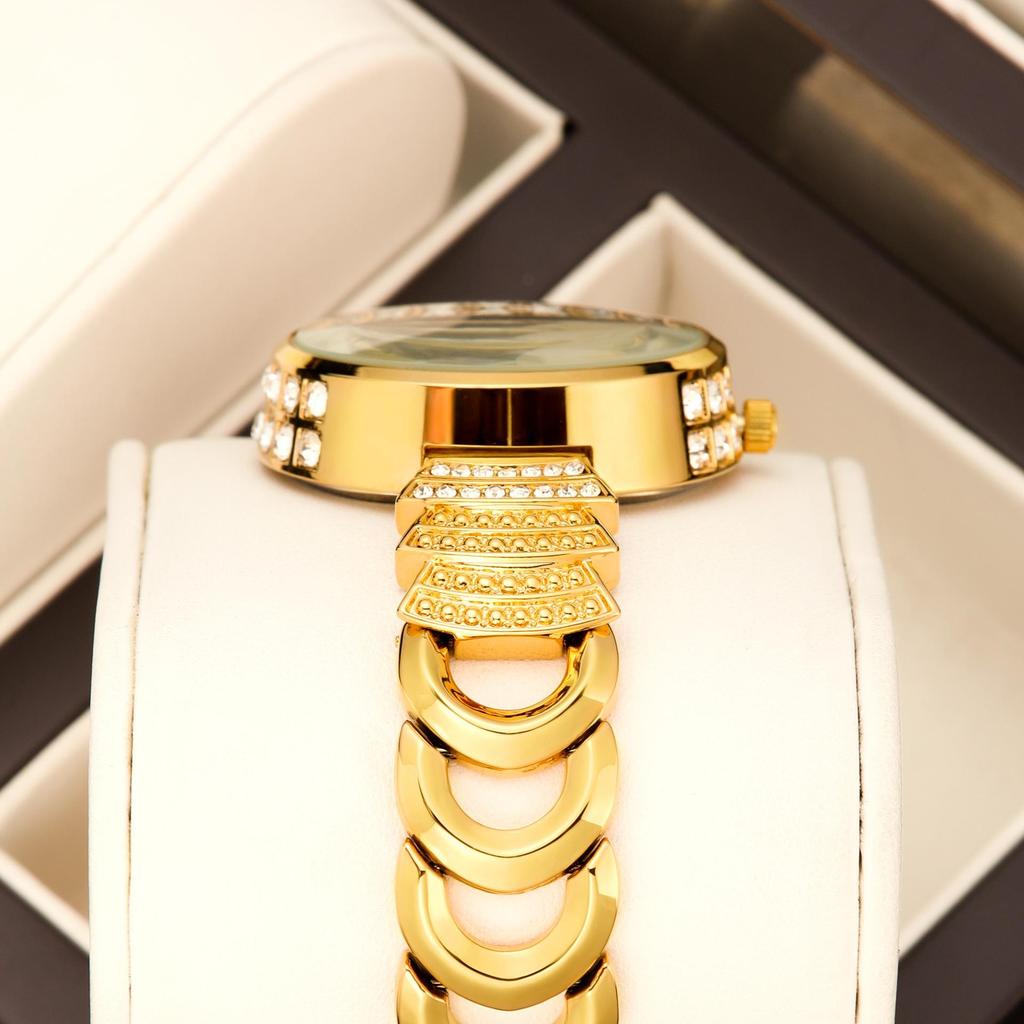 Damenuhr Luxus Strass Goldarmband Uhren Exquisites Kleines Rundes Zifferblatt Damen Armbanduhr Geschenke