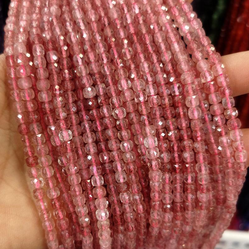 4x4mm Natural Stone Faceted Square Beads: Amethyst, Tourmaline, Garnet Jewelry Accessories