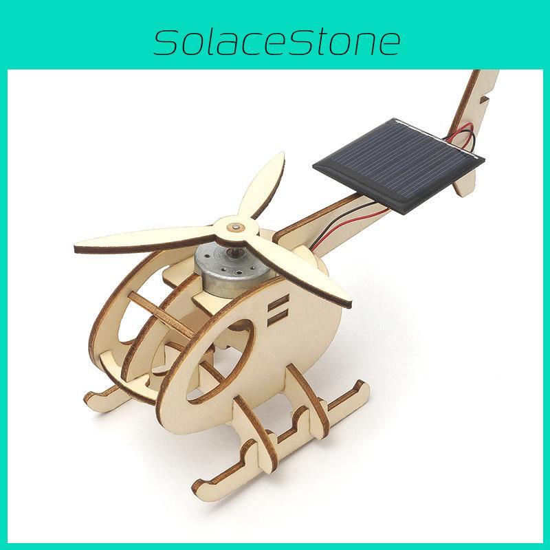 Educational Diy Solar-powered Helicopter Model For Kids 7-14 Years Old Customizable Wooden Material
