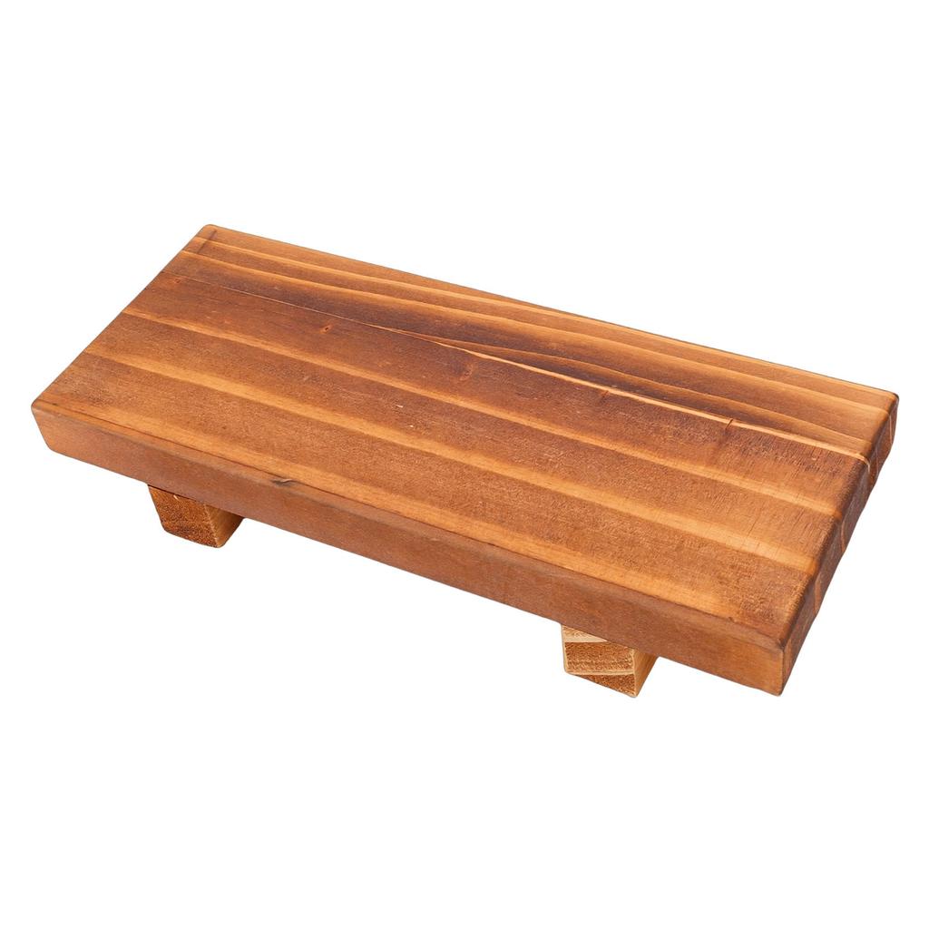 Wooden Riser Multifunctional Small Wood Tray Pedestal Stand for Kitchen Bathroom Countertop Brown Color