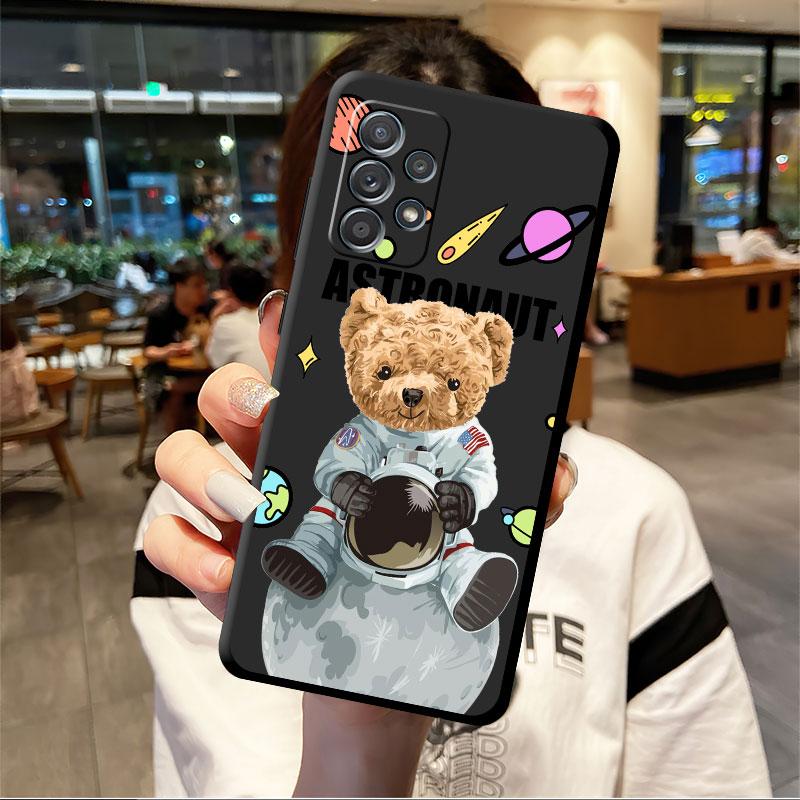 TPU Cartoon Astronaut Bär Weiche Hülle Funda für Samsung Galaxy A72 A51 4G A11 A22 A13 A21s A12 A71 A32 A52 5G A42 Hüllen Schale