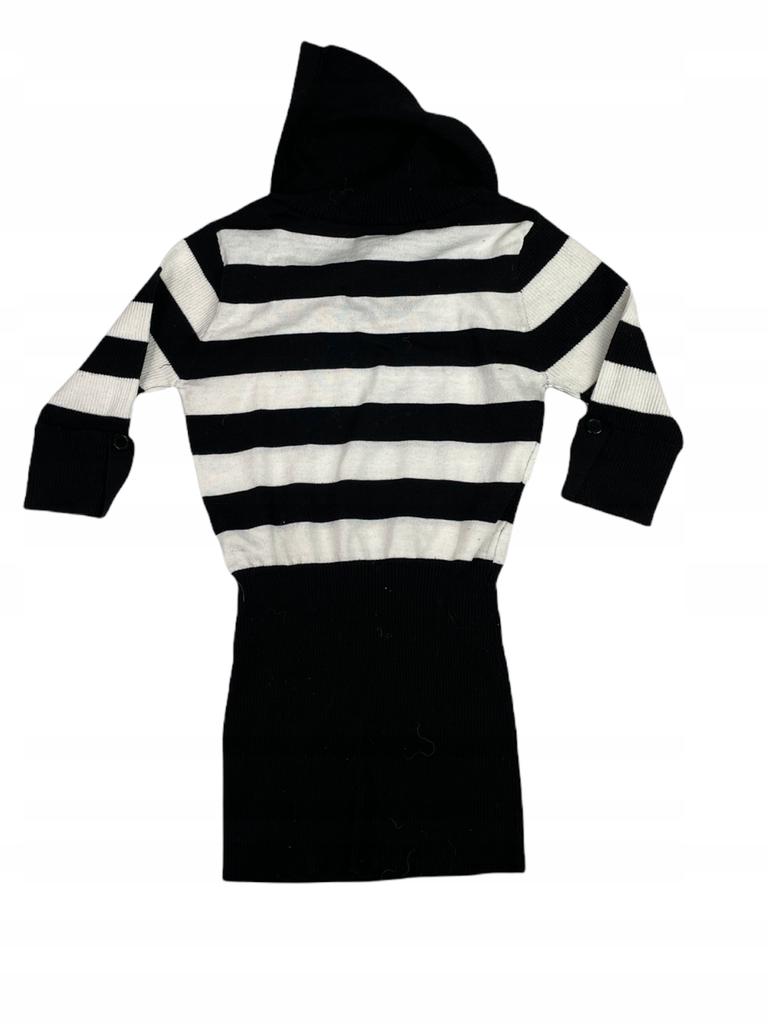 Biało-czarny sweter damski w paski Majora S - Used