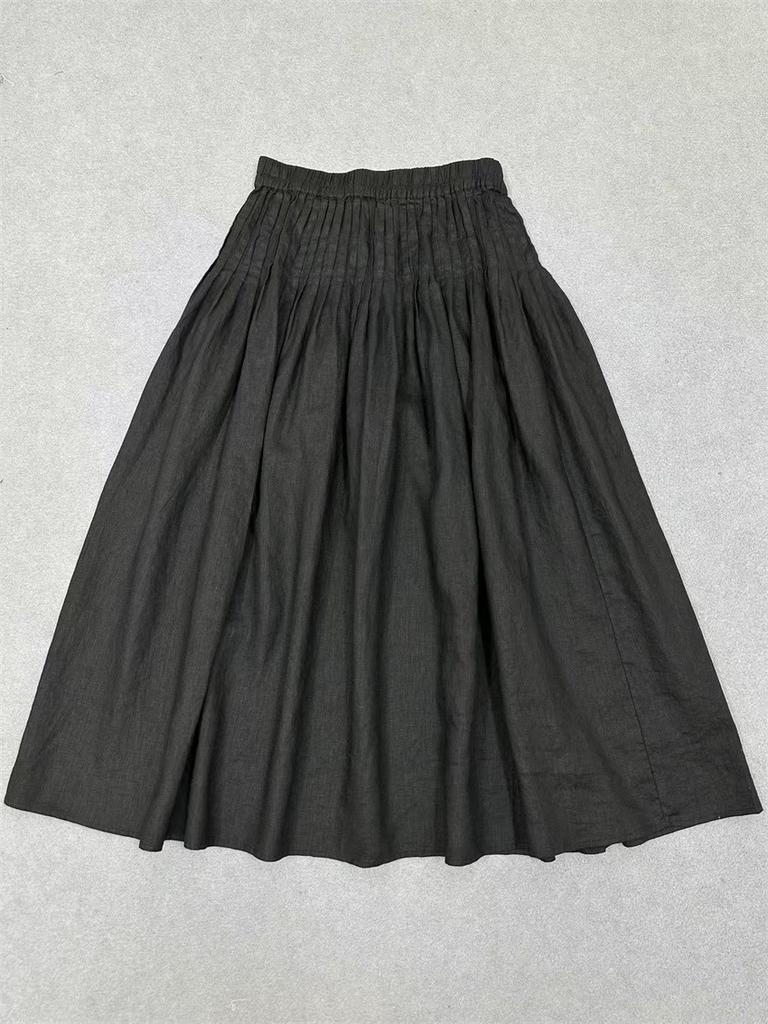 Johnature Japanese Pressed Drawstring Skirts Spring Summer Casual Versatile All Match Women Skirts
