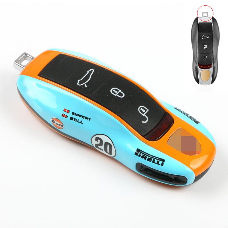 AABKQ1 Car Key Case Multi Colored Track For Porsche Mancan Panamera Cayenne 718 911 Boxster Cayman Key Cover Shell Replacement Kit