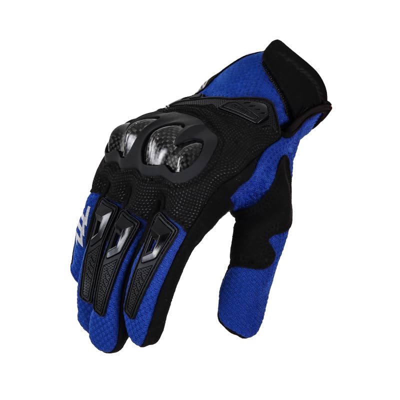 

madbike Carbon Pro Tester Motorcycle Gloves for and Breathable Smartphone Touchscreen and Spring, Summer, Autumn, Mesh, Compatible, Non-Slip (Blue, синий