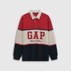 GAP Unisex 2026 Spring Vintage Washed Colorblock Relaxed Fit Long Sleeve Polo Shirt