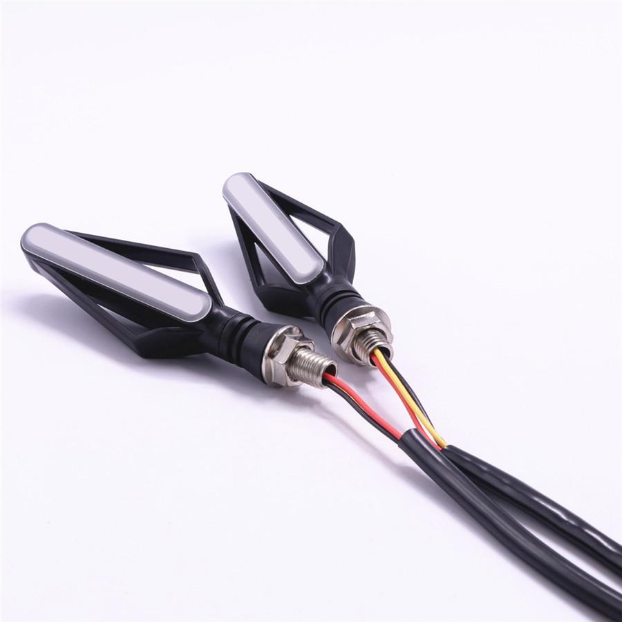 Universal 2 Pair Fishbone Style Front DRL Rear Tailight Flasher Strobe Dual colors 3 In 1 DRL Brake Flowing Turn Signal Indicator Lights Lamp Replace